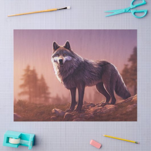 Wolf in Wilderness - lossnijdend weefselpapier Tissuepapier (Craft)