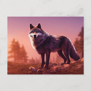 Wolf in wildernis ansichtkaart briefkaart
