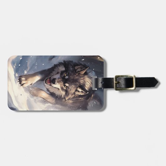 Wolf in winter bagagelabel (Voorkant horizontaal)