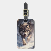 Wolf in winter bagagelabel (Voorkant verticaal)