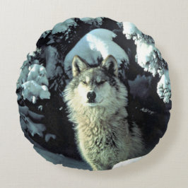 Wolf in winter bos cirkel rond kussen
