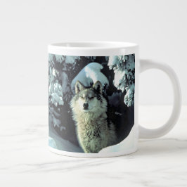 Wolf in winter bos kracht grote koffiekop