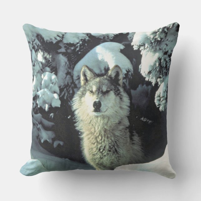 Wolf in winter bos wildlife design buitenkussen (Voorkant)