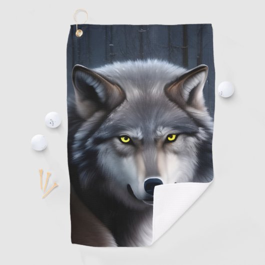 Wolf in Winter Forest Golfhanddoek (Insitu)