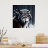 Wolf in Winter Forest Poster (Keuken)