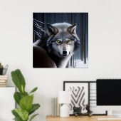 Wolf in Winter Forest Poster (Thuiskantoor)