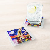 Wolf in winter  glazen onderzetter (Schuin)