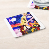 Wolf in winter  kartonnen onderzetters (Schuin)