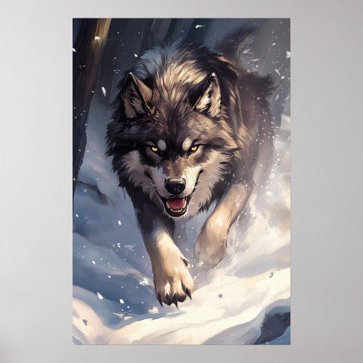 Wolf in winter poster (Voorkant)