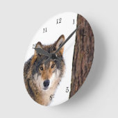 Wolf in Winter Snow Ronde Klok (Hoek)