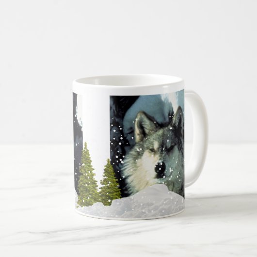 Wolf in Winter Snow Wildlife Lover Coffee Koffiemok (Voorkant rechts)