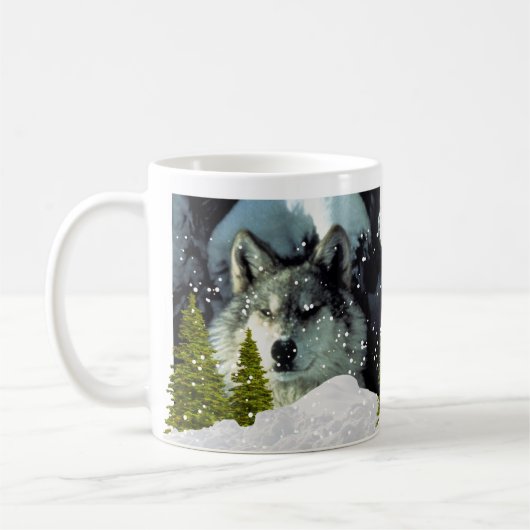 Wolf in Winter Snow Wildlife Lover Coffee Koffiemok (Links)