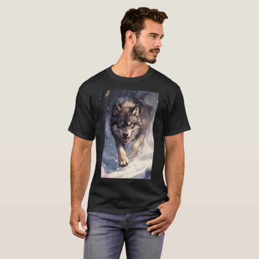 Wolf in winter t-shirt (Voorkant volledig)