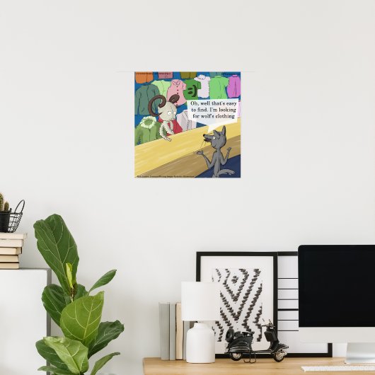 Wolf in Wolf's Clothing Funny Poster (Thuiskantoor)