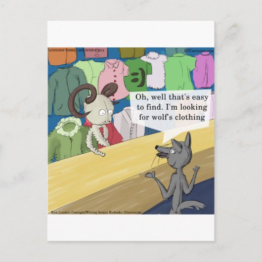 Wolf In Wolvenkleren Grappig Briefkaart (Voorkant)