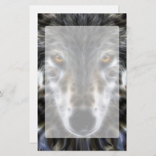 Wolf Inspirational graphic Portrait Briefpapier (Voorkant / Achterkant)