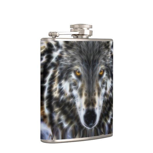 Wolf Inspirational graphic Portrait Heupfles (Rechts)