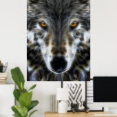 Wolf Inspirational graphic Portrait Poster (Thuiskantoor)