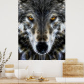 Wolf Inspirational graphic Portrait Poster (Keuken)