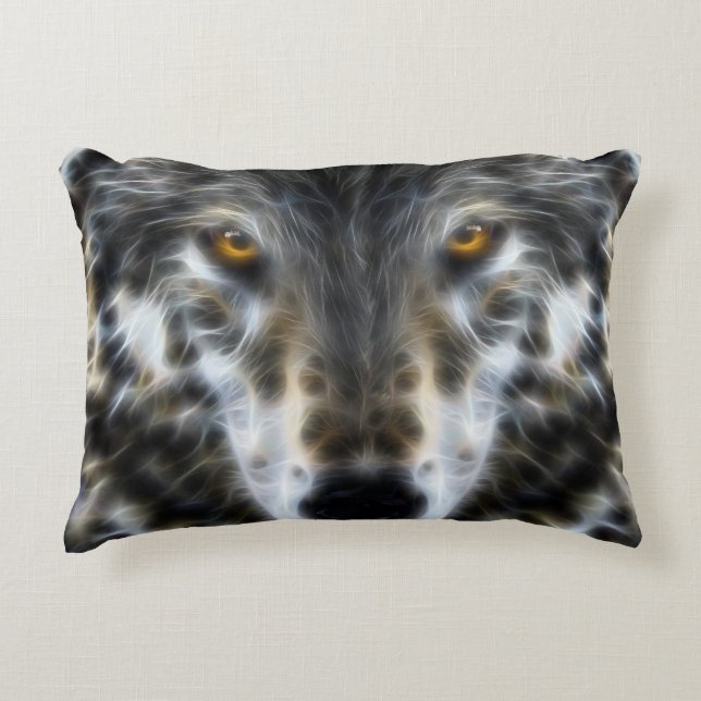 Wolf Inspirerend design Portret Decoratief Kussen (Voorkant)