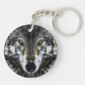 Wolf Inspirerend design Portret Sleutelhanger (Achterkant)
