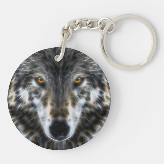 Wolf Inspirerend design Portret Sleutelhanger (Achterkant)