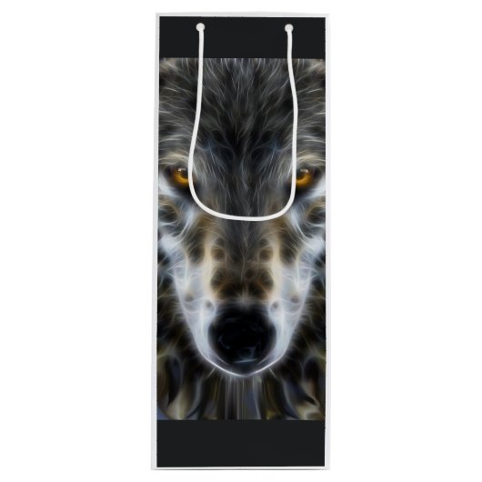 Wolf Inspirerend design Portret Wijn Cadeautas (Voorkant)
