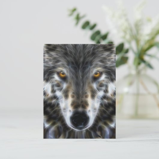 Wolf Inspirerend intense portret Briefkaart (Staand voorkant)