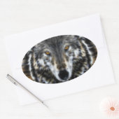 Wolf Inspirerend intense portret Ovale Sticker (Envelop)