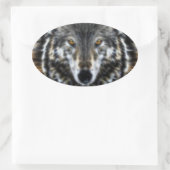Wolf Inspirerend intense portret Ovale Sticker (Tas)