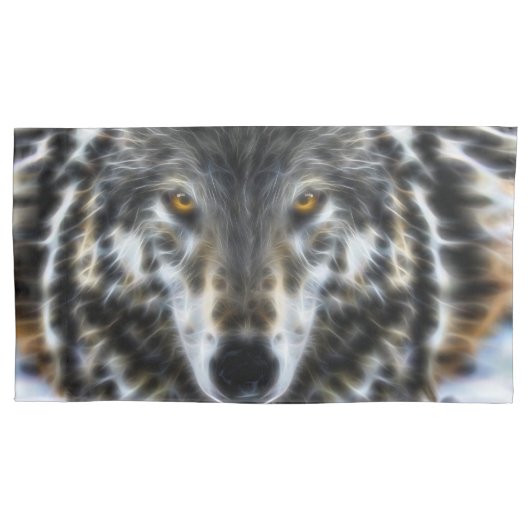 Wolf Inspirerend Portrait Kussensloop (Voorkant-Links)