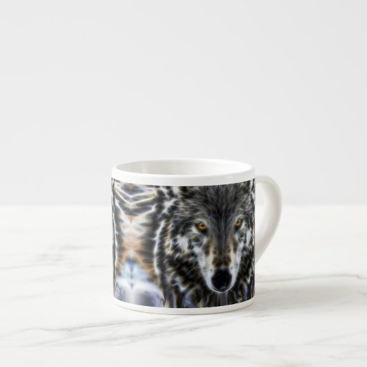 Wolf Inspirerende grafische Portret Espresso Kop (Voorkant rechts)