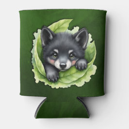 Wolf jong in het groen: blikjeskoeler