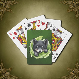 Wolf jong in het groen: pokerkaarten