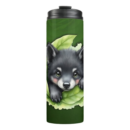 Wolf jong in het groen: thermosbeker (Voorkant)