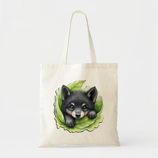 Wolf jong in het groen: tote bag (Voorkant)