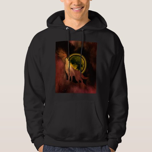 WOLF JUIKT IN DE RUIMTE MAAN STERRENSTELSEL HOODIE (Voorkant)