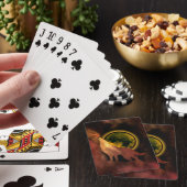WOLF JUIKT IN RUIMTE MAAN STERRENSTELSEL POKERKAARTEN (Insitu)