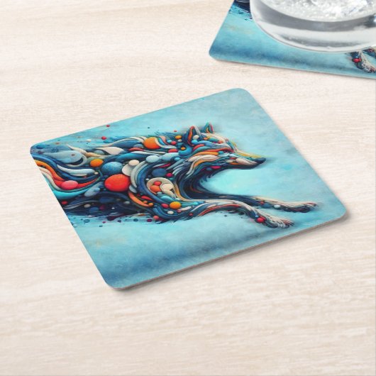 Wolf Kartonnen Onderzetters (Schuin)