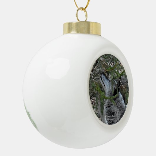 Wolf Keramische Bal Ornament (Links)