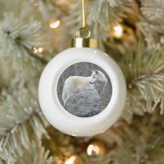 Wolf Keramische Bal Ornament (Boom)