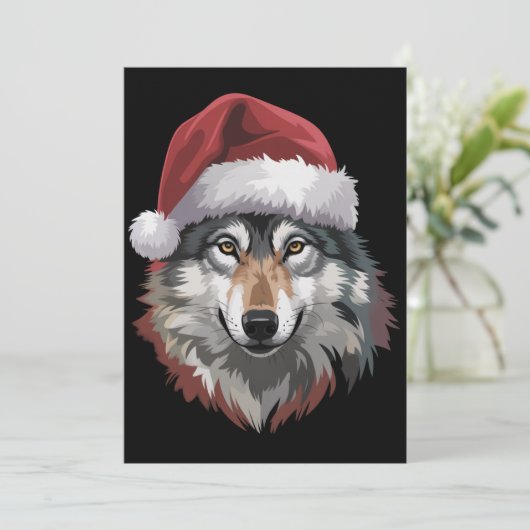 Wolf Kerst Grappig Kerstcadeau Dierenliefhebbers Kaart (Staand voorkant)
