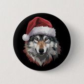Wolf Kerst Grappig Kerstcadeau Dierenliefhebbers Ronde Button 5,7 Cm (Voorkant)