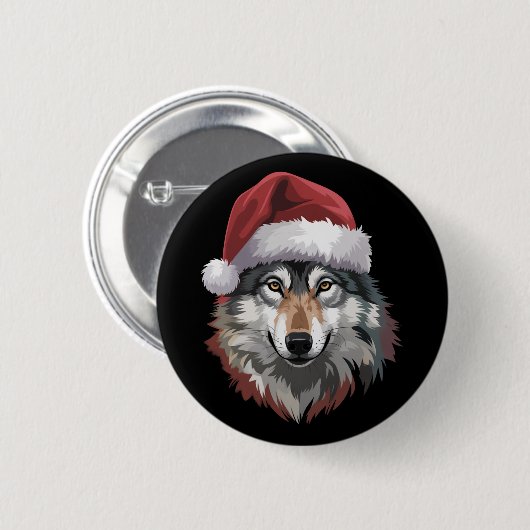 Wolf Kerst Grappig Kerstcadeau Dierenliefhebbers Ronde Button 5,7 Cm (Voorkant /achterkant)