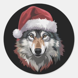 Wolf Kerst Grappig Kerstcadeau Dierenliefhebbers  Ronde Sticker
