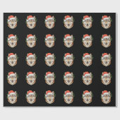 Wolf Kerst Xmas Kerstman Hoed Dier Vakantie Cadeaupapier (Vlak)