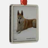 Wolf kerstboomversiering metalen ornament (Rechts)