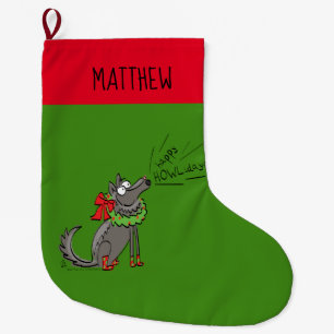 Wolf KerstHappy Howlidays Funny Grote Kerstsok