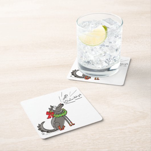 Wolf KerstHappy Howlidays Funny Kartonnen Onderzetters (Insitu)