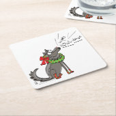 Wolf KerstHappy Howlidays Funny Kartonnen Onderzetters (Schuin)